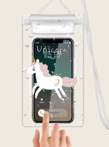 Cartoon Unicorn Pattern Clear Waterproof Phone Bag - White - View 4