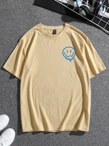 ROMWE MEN Hombres Camiseta con estampado de slogan - Caqui - Ver 2