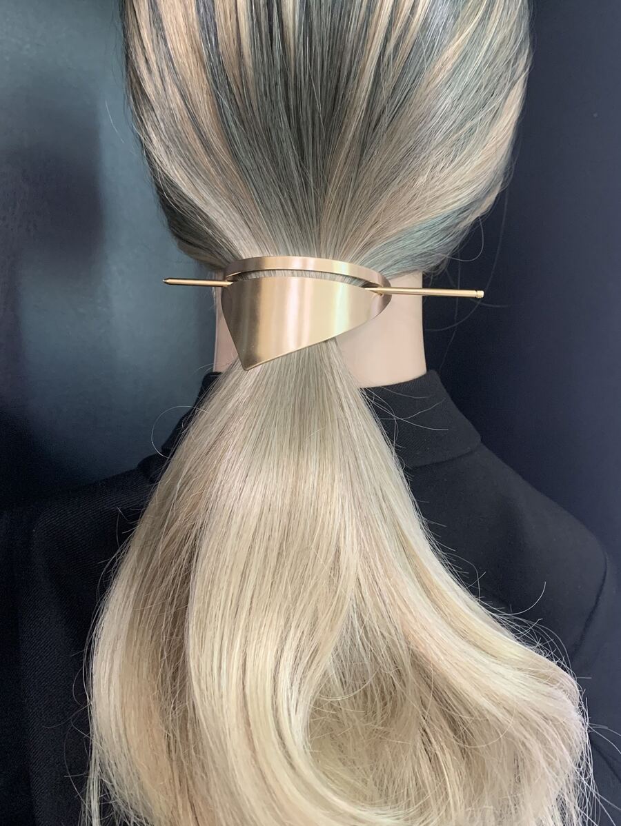 Tobogán de pelo de metal con palo - Dorado - Ver 1