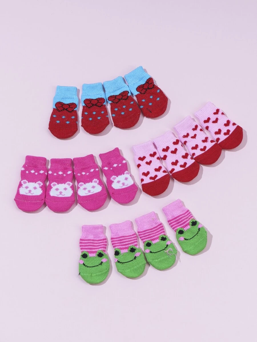 Calcetines Cálidos Y Antideslizantes Para Mascotas En Un Juego De Cuatro Colores Aleatorios. Los Calcetines Son Pequeños Y Adecuados Para Mascotas Pequeñas Y Medianas. (los Calcetines Para Mascotas Normalmente No Varían En Función Del Idioma) - Multicolor - Ver 1