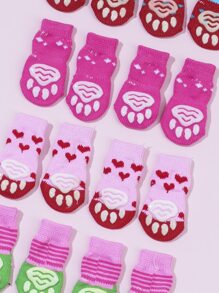 Calcetines Cálidos Y Antideslizantes Para Mascotas En Un Juego De Cuatro Colores Aleatorios. Los Calcetines Son Pequeños Y Adecuados Para Mascotas Pequeñas Y Medianas. (los Calcetines Para Mascotas Normalmente No Varían En Función Del Idioma) - Multicolor - Ver 3