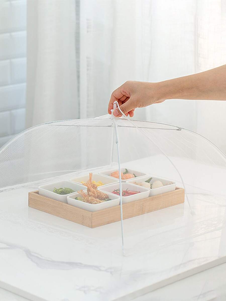 1pc Plain Food Cover - White - View 1