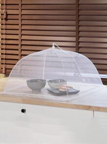 1pc Plain Food Cover - White - View 6