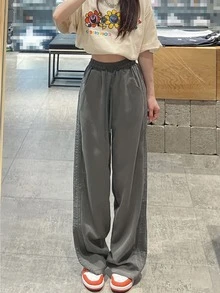 腰部抽繩闊腿褲