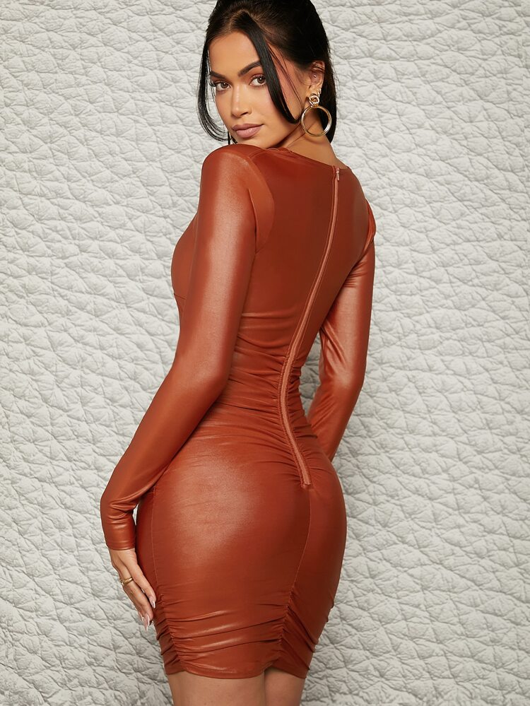 Cutout Detail Ruched Bodycon Dress