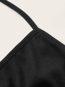 SHEIN ICON Plus Cut Out Lettuce Trim Tee - Black - View 4