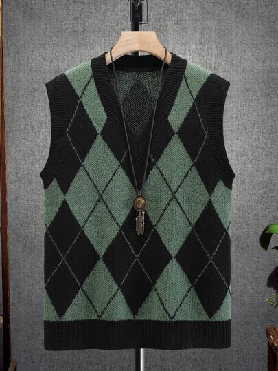 Guys Argyle Pattern Sweater Vest