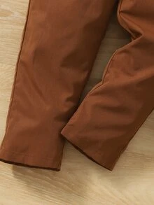 SHEIN 小男童側翻蓋口袋拉鍊連帽連身褲