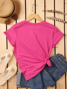 INAWLY Slogan Graphic Tee Made In The 80's Graphic Tees Women Tops - Hot Pink - View 2