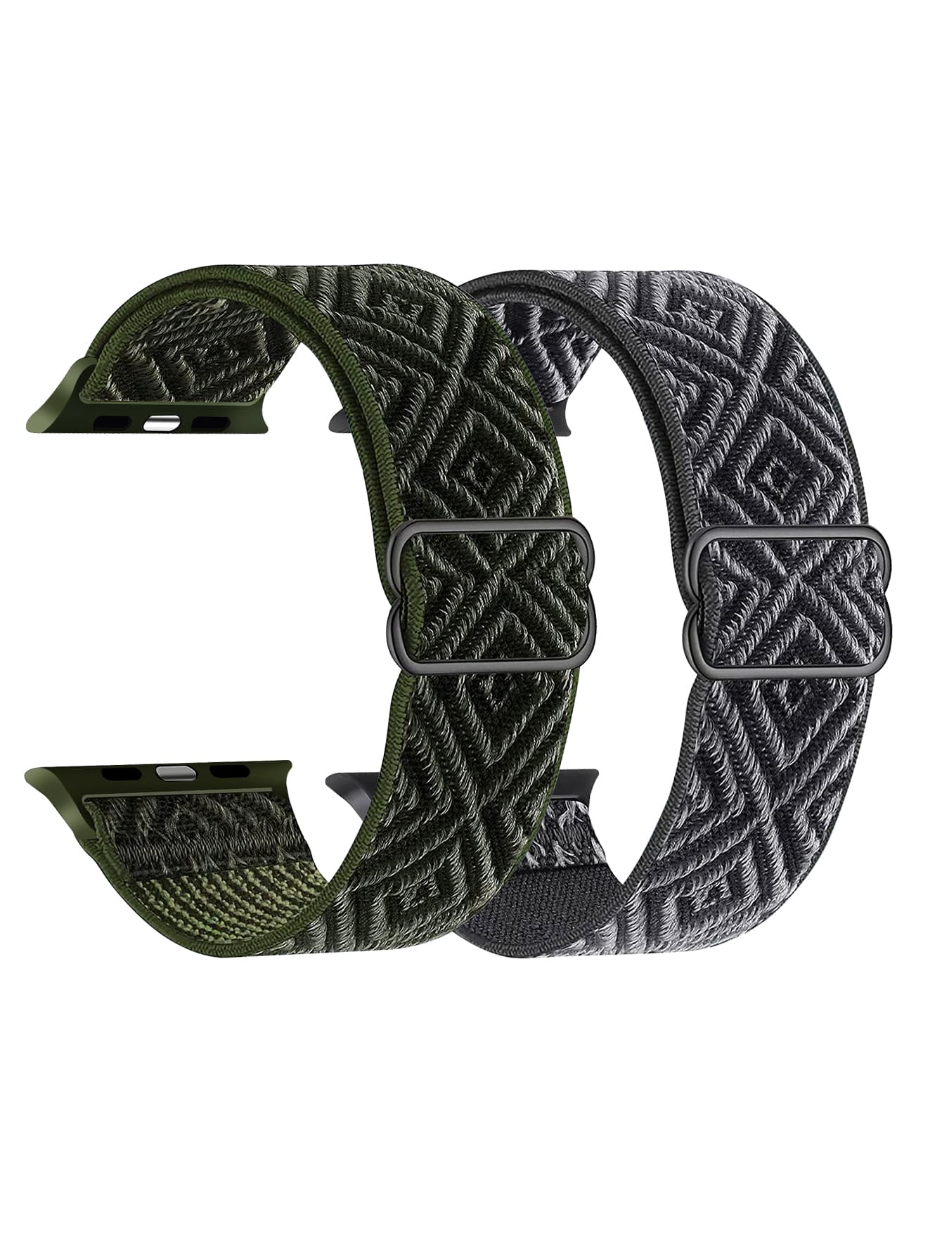 2Pcs/Set Nylon Sport Loop Band Compatible With Apple Watch Band 38mm 40mm 41mm 42mm 44mm 45mm 46mm 49mm Women Men, Soft Adjustable Replacement Strap Compatible With IWatch Series 10 9 8 7 6 5 4 3 2 1 SE Ultra 2/1 - Army Green - View 1