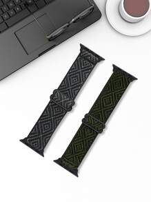 2Pcs/Set Nylon Sport Loop Band Compatible With Apple Watch Band 38mm 40mm 41mm 42mm 44mm 45mm 46mm 49mm Women Men, Soft Adjustable Replacement Strap Compatible With IWatch Series 10 9 8 7 6 5 4 3 2 1 SE Ultra 2/1 - Army Green - View 2
