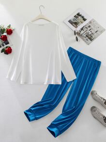 Mulvari Plus Figure Graphic Tee & Joggers - Blue and White - View 2