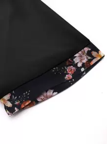 Manfinity Homme 男士拼接花卉圖案翻領POLO衫 - 黑色 - 查看 4