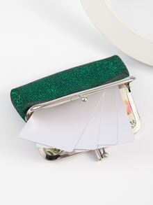 Rhinestone Decor Kiss Lock Coin Purse - Green - View 2