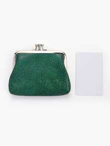 Rhinestone Decor Kiss Lock Coin Purse - Green - View 3