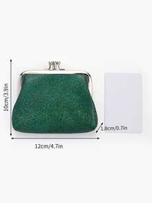 Rhinestone Decor Kiss Lock Coin Purse - Green - View 4