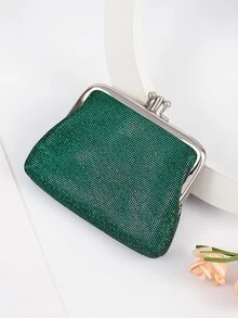 Rhinestone Decor Kiss Lock Coin Purse - Green - View 5