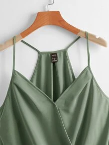 SHEIN VCAY Wrap Front Cami Top - Army Green - View 4