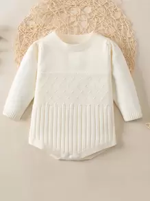 Baby Puff Sleeve Knit Bodysuit - Beige - View 1