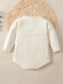 Baby Puff Sleeve Knit Bodysuit - Beige - View 2