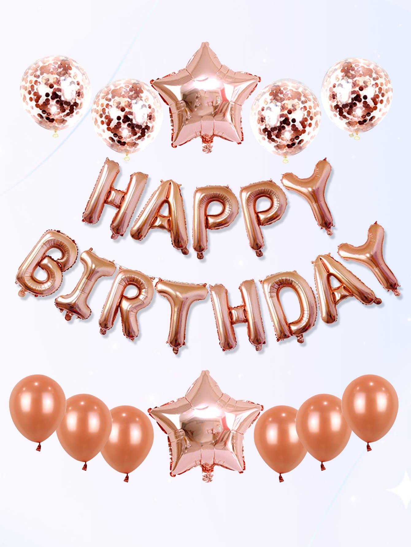 13pcs Birthday Party Decorative Balloon Set, Rose Gold Background Decor For Birthday Party - Rose Gold - View 1
