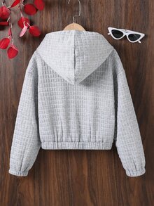 Girls Zip Up Drop Shoulder Hooded Jacket Without Jumper - Grey - View 2