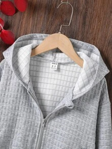 Girls Zip Up Drop Shoulder Hooded Jacket Without Jumper - Grey - View 4