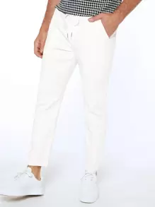 Manfinity VCAY Men Slant Pocket Carrot Trousers - White - View 3