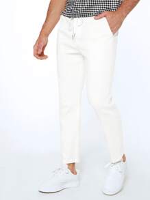 Manfinity VCAY Men Slant Pocket Carrot Trousers - White - View 4