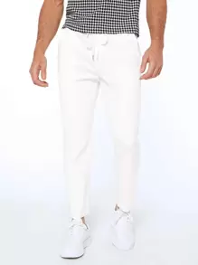 Manfinity VCAY Men Slant Pocket Carrot Trousers - White - View 6