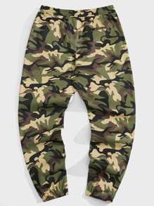 Manfinity Hombres Pantalones con estampado de camuflaje de cintura con cordón - Multicolor - Ver 2