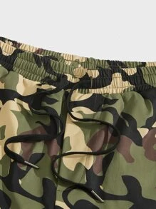 Manfinity Hombres Pantalones con estampado de camuflaje de cintura con cordón - Multicolor - Ver 3