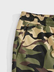 Manfinity Hombres Pantalones con estampado de camuflaje de cintura con cordón - Multicolor - Ver 4