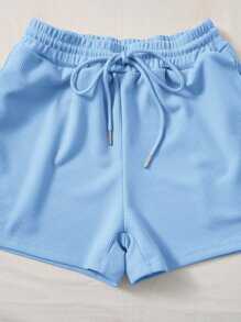 SHEIN EZwear Scoop Neck Tank Top and Track Shorts - Baby Blue - View 5