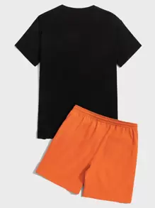 Manfinity VCAY 2pcs/Set Men's Casual Summer Game Controller Printed T-Shirt And Shorts Set - Multicolor - View 2