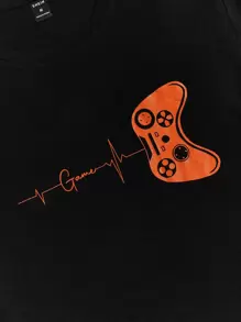 Manfinity VCAY 2pcs/Set Men's Casual Summer Game Controller Printed T-Shirt And Shorts Set - Multicolor - View 5