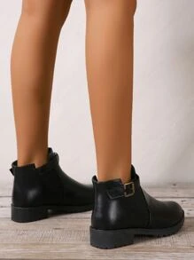 Giày bốt Chelsea một bước có khóa cưỡi ngựa và phong cách phương Tây dành cho nữ - màu đen - Xem 2