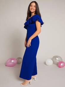 SHEIN Pitira Chicas adolescentes Mono de un hombro a capas ribete con fruncido