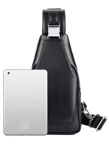 New Chest Bag Men's Backpack Men's Bag Small Backpack Casual Leather Bag Shoulder Crossbody Bag Men's Bag Zipper - Black - View 3