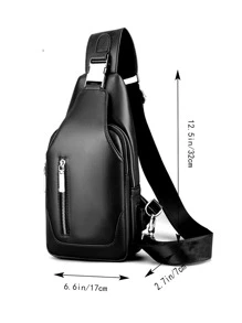 New Chest Bag Men's Backpack Men's Bag Small Backpack Casual Leather Bag Shoulder Crossbody Bag Men's Bag Zipper - Black - View 5
