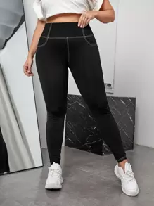 SHEIN EZwear Legging taille haute à surpiqûres