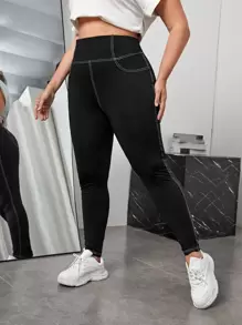 SHEIN EZwear Legging taille haute à surpiqûres