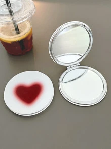 Yiwd 1pc Heart Pattern Foldable Mirror - Red and White - View 3