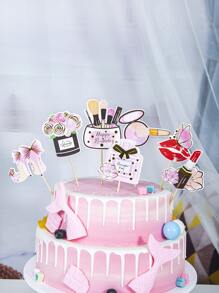 7 件化妆设计蛋糕装饰，生日派对、圣诞节纸质蛋糕装饰 - 彩色 - 查看 2