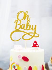 Decoración de pastel brillante con estampado de letra - Dorado - Ver 2