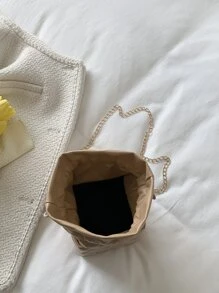 迷你幾何浮雕抽繩設計鏈條盒型包