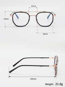 Men Top Bar Geometric Frame Eyeglasses Clear Glasses - Black - View 3