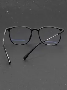 男士方形框架眼镜透明眼镜配件 - 黑色 - 查看 2