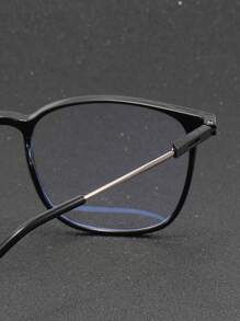 男士方形框架眼镜透明眼镜配件 - 黑色 - 查看 5