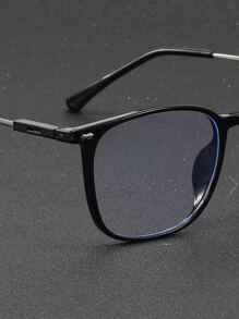 男士方形框架眼镜透明眼镜配件 - 黑色 - 查看 6